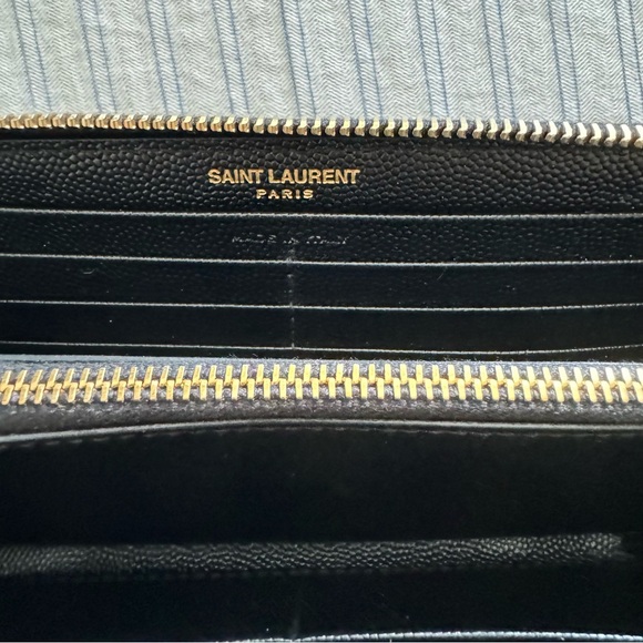 YSL Black Matelesse Chevron Zip Around Wallet - Picture 7 of 9